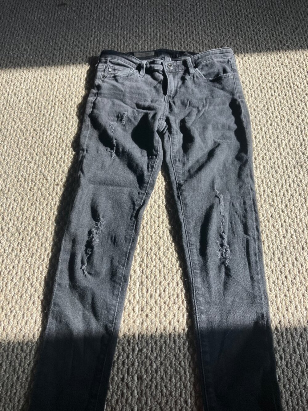 AG Adriano Goldschmied Jeans Womens Black Distressed Denim Skinny Jeans Pants 25